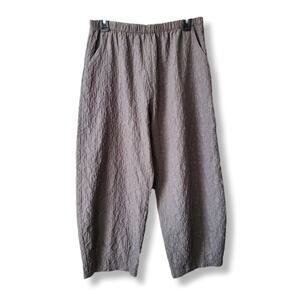 Women Niche Nilgun Dermam Gray Textured Barrel Leg Pant L Lagenlook Scandi USA